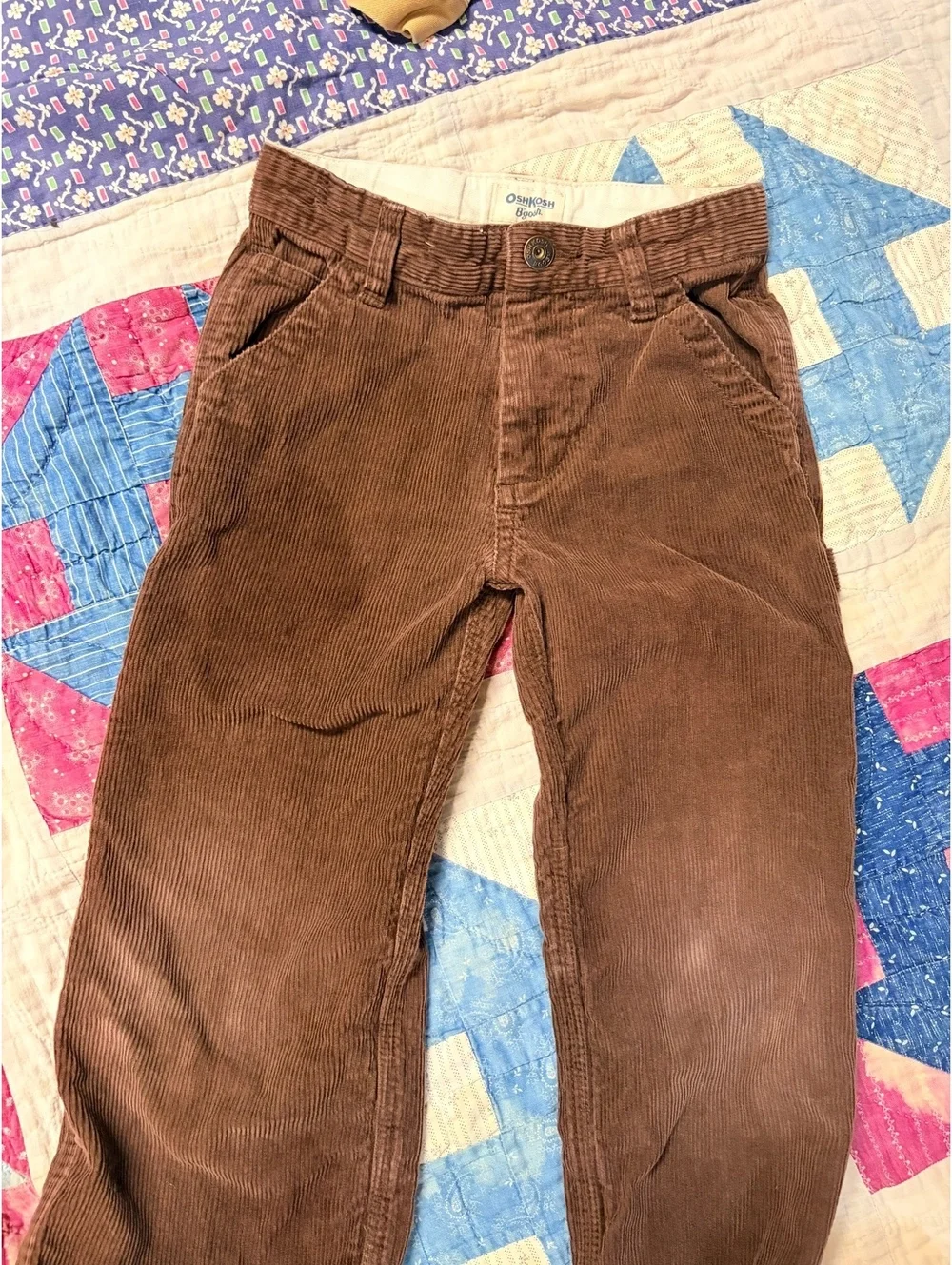 Vintage OshKosh B'gosh Brown Corduroy Pants Toddler Boys Size 5 Adjustable Waist